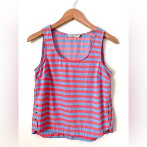 Chloe K Sleeveless Stripped Top with Side Buttons - Size Small
